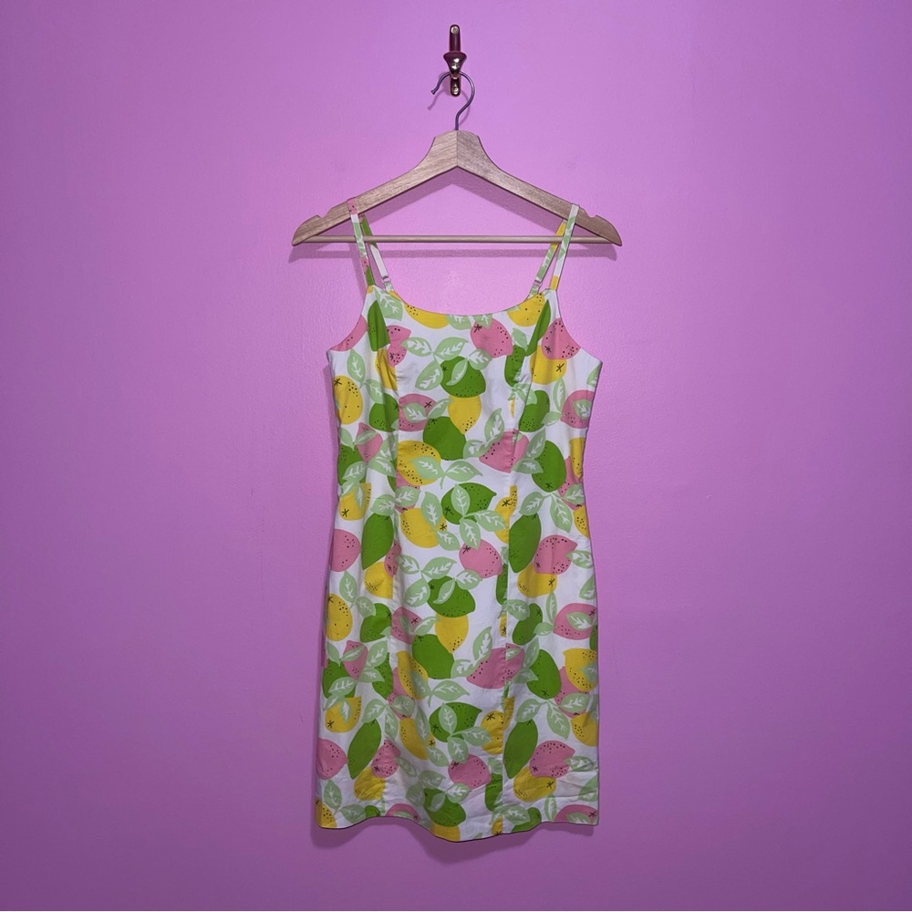 Lilly Pulitzer Mini Dress Women’s Size 4 Vintage Lemon Lime Print 90s - Picture 2 of 8